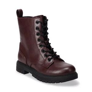 Burgundy Combat Boots